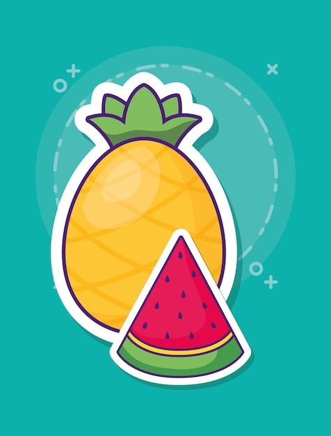 Vector watermelon and pineapple icon