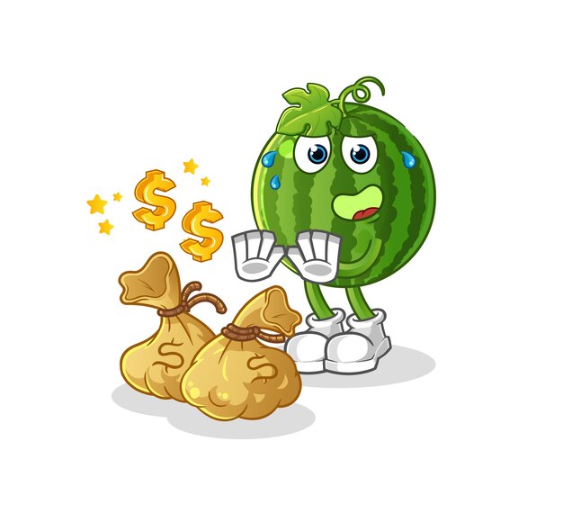 Watermelon refuse money illustration. character vector