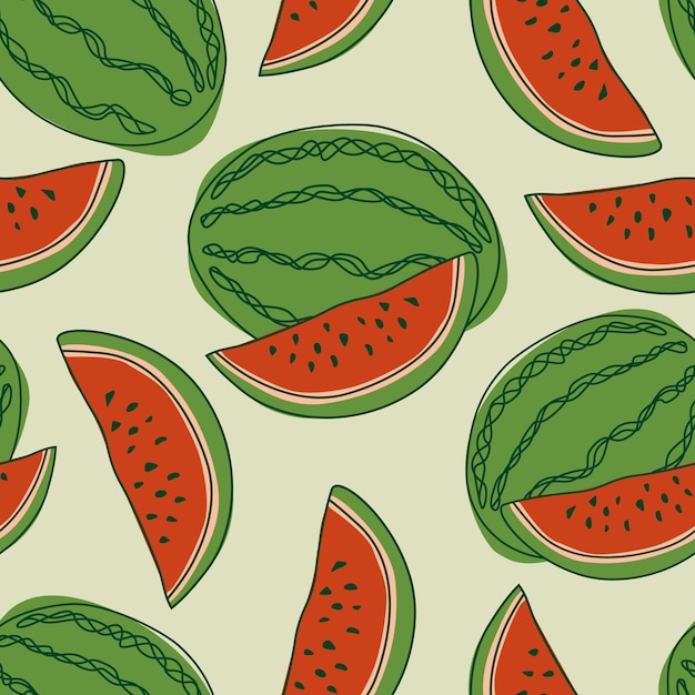 Watermelon repeat pattern design Handdrawn background floral pattern for wrapping paper or fabric