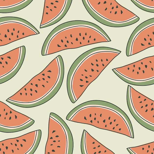 Watermelon repeat pattern design Handdrawn background floral pattern for wrapping paper or fabric