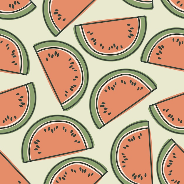 Watermelon repeat pattern design Handdrawn background floral pattern for wrapping paper or fabric