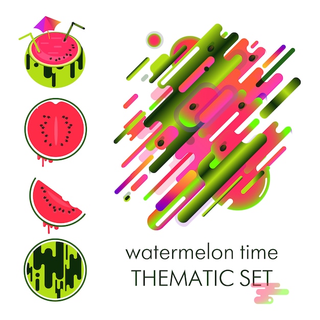 Vector watermelon set. abstract composition, summer theme