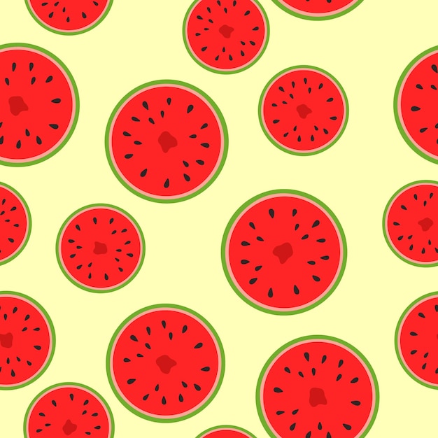 Watermelon slice seamless pattern Summer fruit and berry background