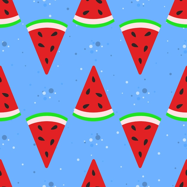 Watermelon slice seamless pattern summer fruit and berry background