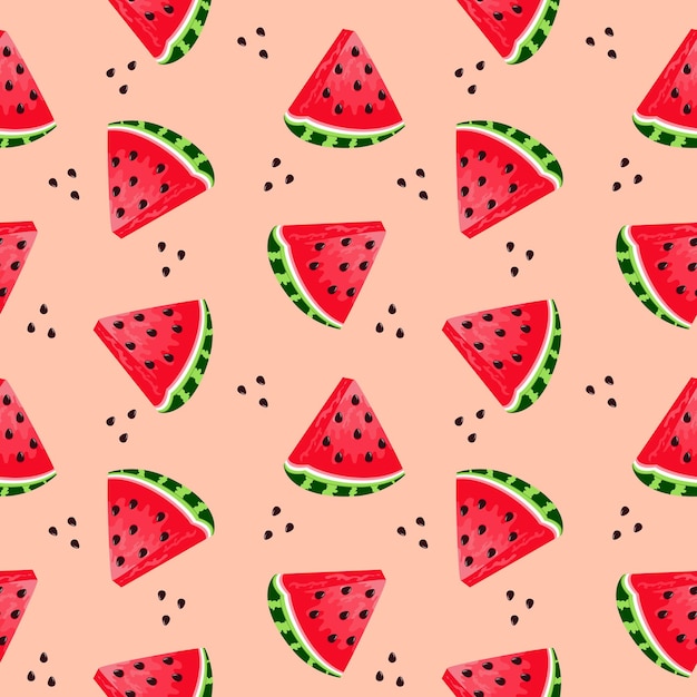 Vector watermelon slices seamless pattern vector illustration watermelon summer background