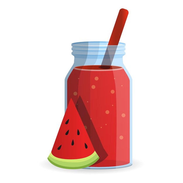 Watermelon smoothie bottle icon Cartoon of watermelon smoothie bottle vector icon for web design isolated on white background