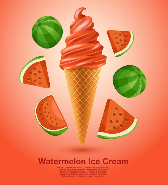 Vector watermelon soft serve