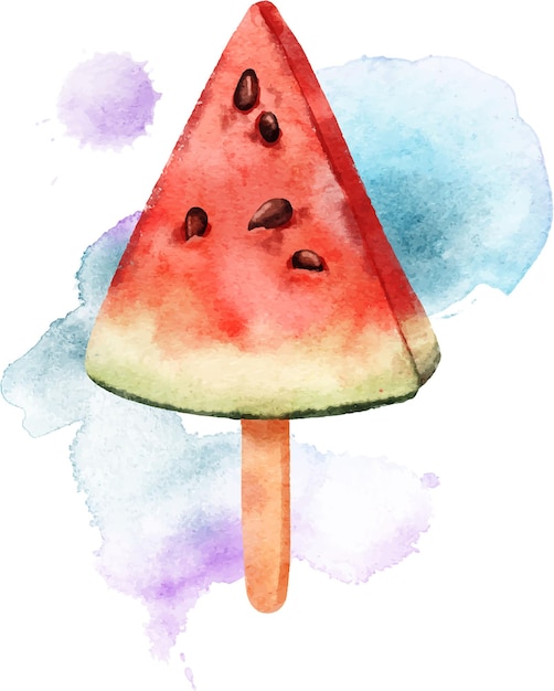 watermelon on a stick painted in watercolor