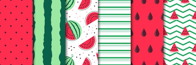 Vector watermelon summer seamless pattern collection