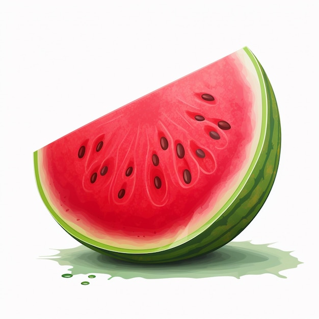 Watermelon sweet fresh summer fruit green vector organic slice tasty red melon illustrat