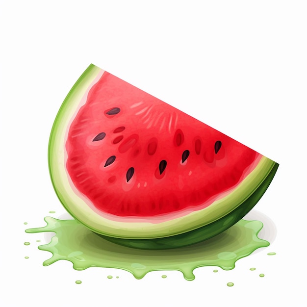 Cocomero dolce frutta fresca d'estate vetore verde fetta biologica delizioso melone rosso illustrat