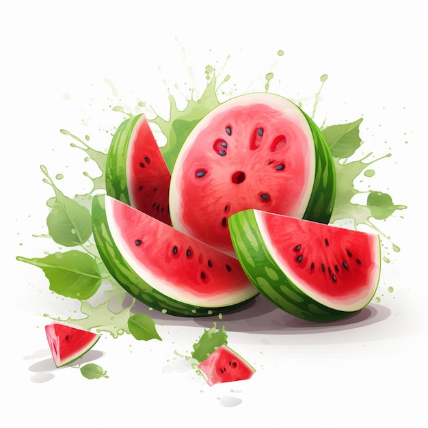 арбуз сладкий свежий летний фрукт зеленый вектор органический кусочек вкусный красный арбуз иллюстрация