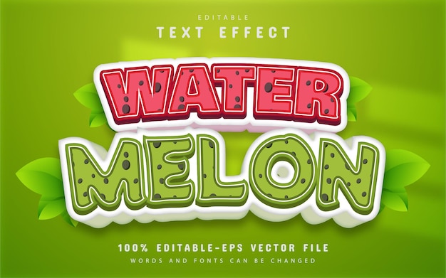 Watermelon text effect cartoon style