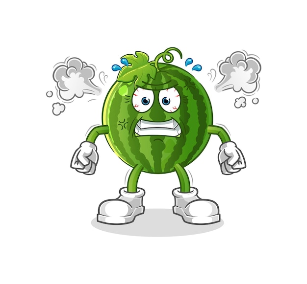 Watermelon very angry mascot. cartoon vector