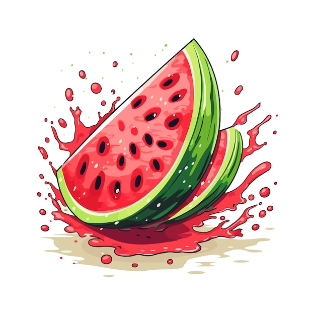 Vector watermelon watercolor illustration insolated on white background