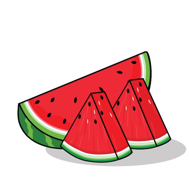 Watermelon Watermelon slice Watermelon with leaf and flower cartoon icon vector design illlus