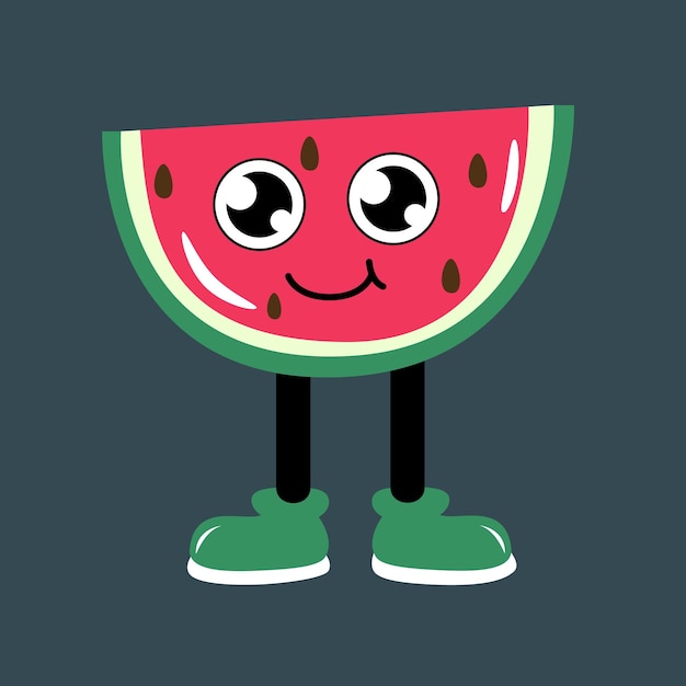 Watermelon with foots character in cartoon style