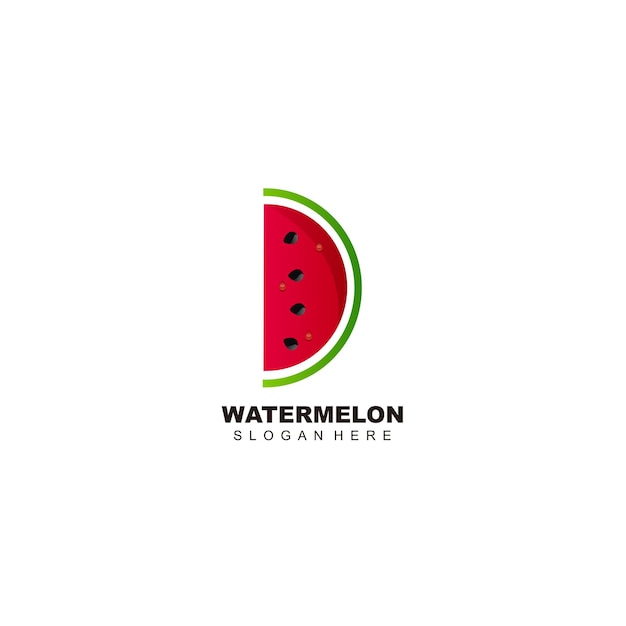 Watermelon with initial d logo template design