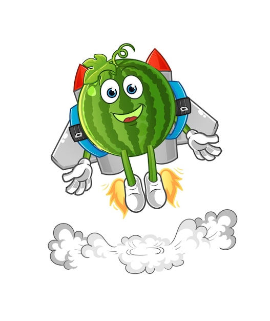 Watermelon with jetpack mascot. cartoon vector