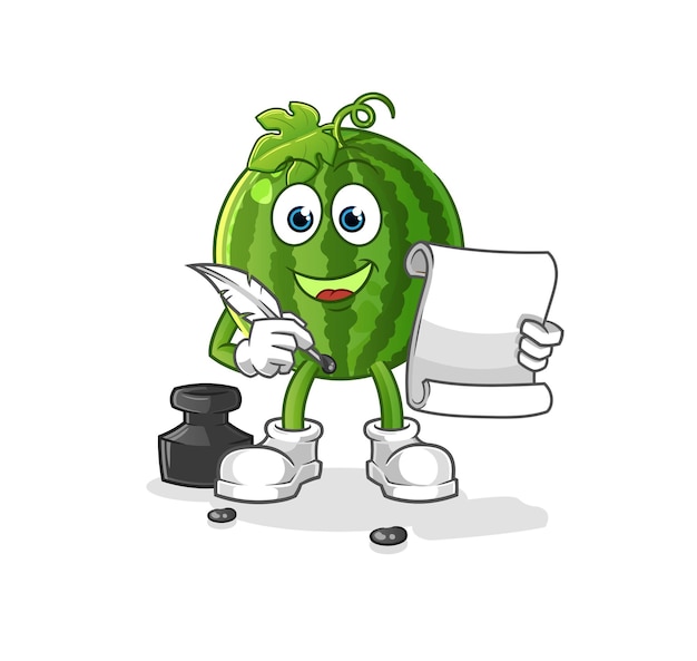 Watermelon writer vector. cartoon character