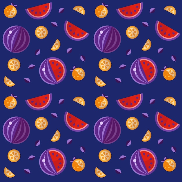 Watermelons and oranges fruit pattern Bright pattern with watermelons and oranges Vector pattern