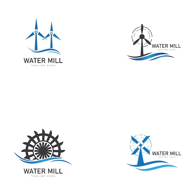 Watermolen logo vector pictogram concept illustratie ontwerp