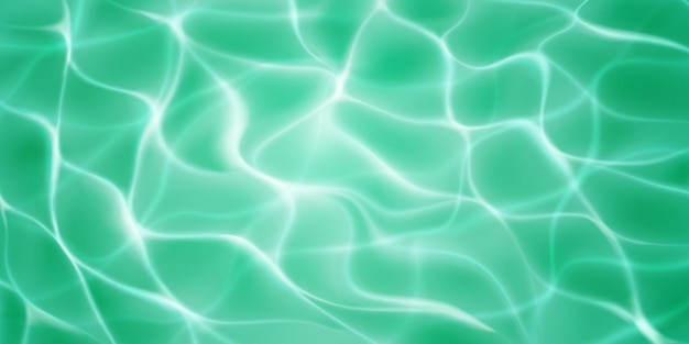 Wateroppervlak achtergrond met zonlicht schitteringen en bijtende rimpelingen Bovenaanzicht In turquoise kleuren
