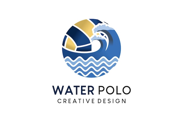 Waterpolo logo ontwerp bal vectorillustratie gecombineerd met golf icon