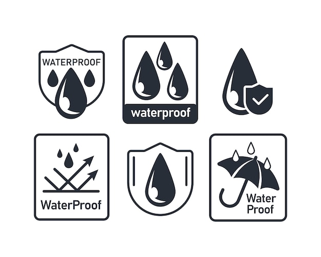 Waterproof icons Water Proof sign Water protection liquid proof protection Vector illustration