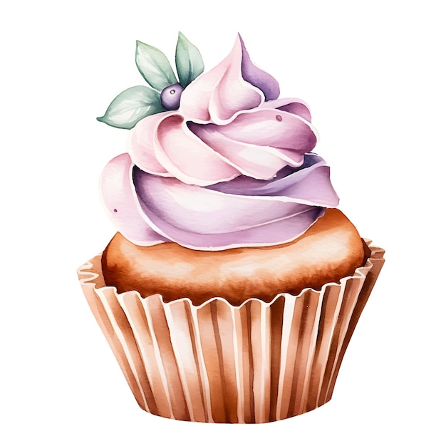 waterverf cupcake clipart illustratie