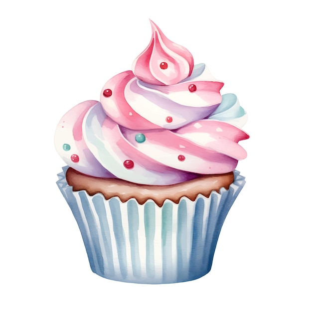 waterverf cupcake voedsel illustratie vector