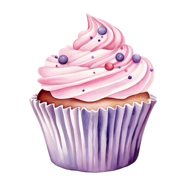 waterverf cupcake voedsel illustratie vector