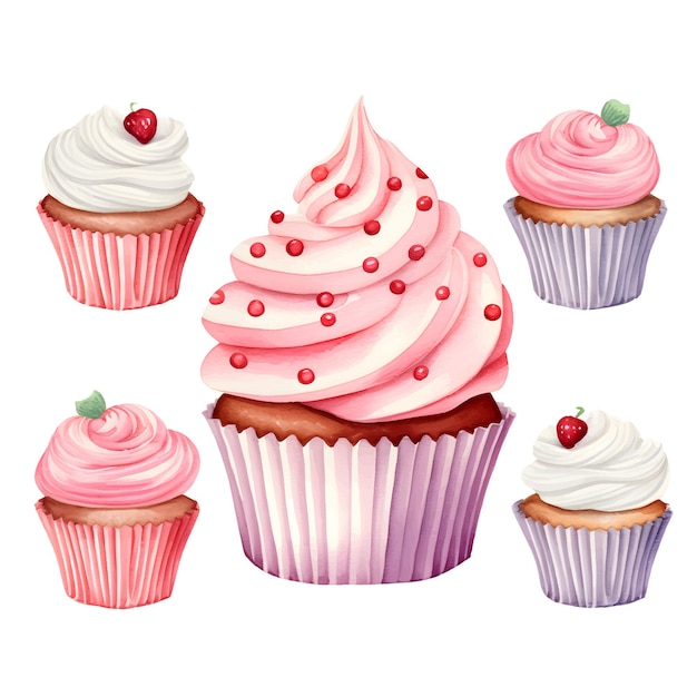 Waterverf cupcake voedsel illustratie vector