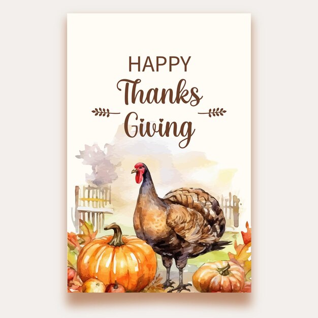 Waterverf gelukkige thanksgiving vector tafel kunst