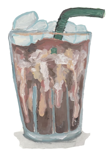 Waterverf glas van ijs koffie illustratie