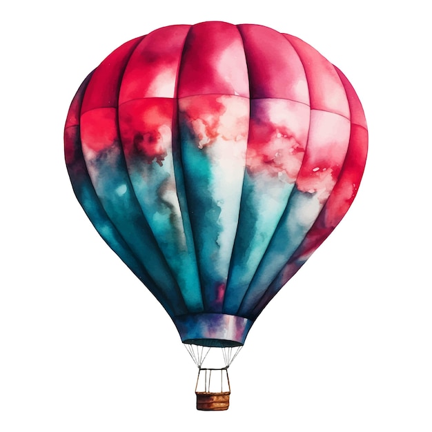 Vector waterverf illustratie van een roze en blauwe luchtballon ai illustratie