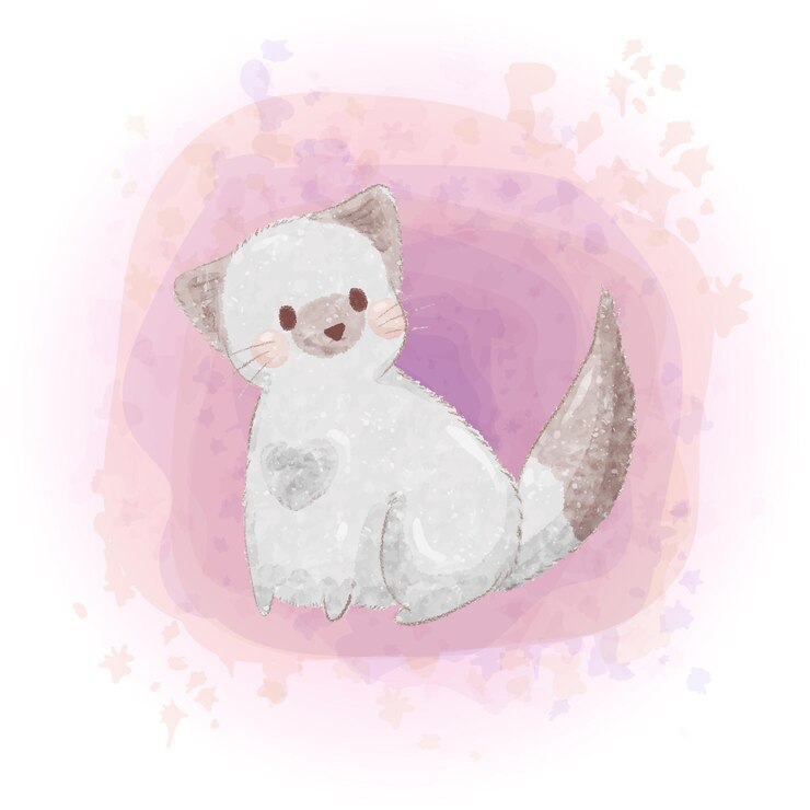 Vector waterverf leuke siamese kat illustratie 09