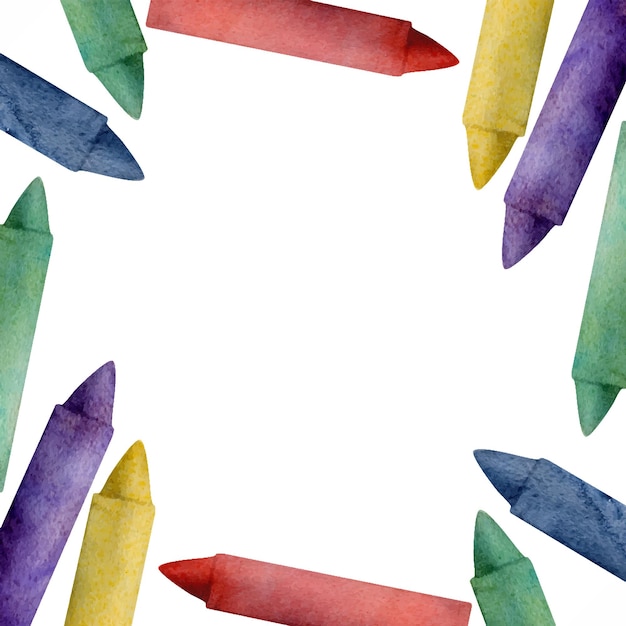 Waterverf met de hand getekende illustratie kinderen kinderen schildermateriaal benodigdheden potlood potlood marker kunst briefpapier Naadloze grens geïsoleerd op wit Voor school kleuterschool feestkaarten website