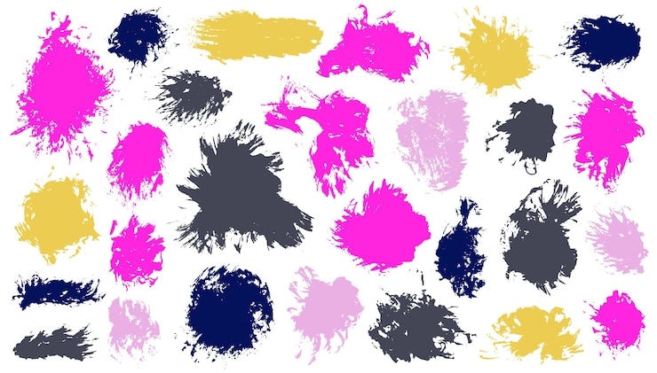Vector waterverf modder penseel streep vector bundel freehand vlek vlek oude vormen gespletterde verf penseel verkoop sticker stempel batch penseelstreep inktvlekken tekening