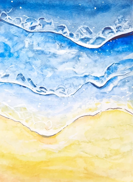 Vector waterverf overzeese golven op de achtergrond van de strandzomer illustratie