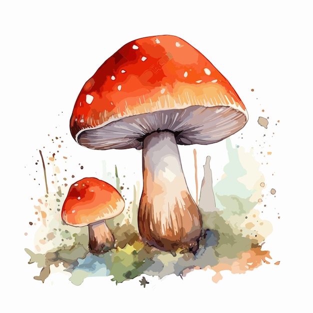 waterverf paddenstoel cartoon personage illustratie herfst seizoen