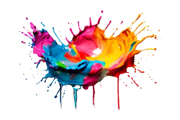 Waterverf regenboog verf splash penseelstreek en kleurrijke inkt verf splatter poeder festival explosie abstracte achtergrond