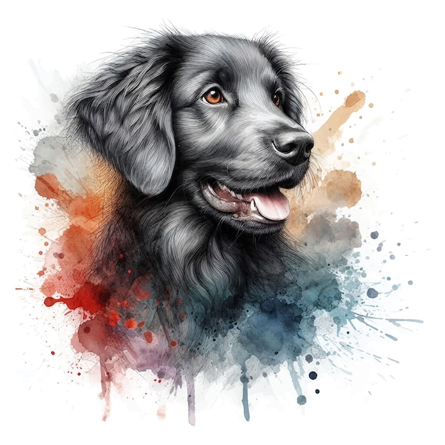 Waterverf schilderij van een hondenhoofd