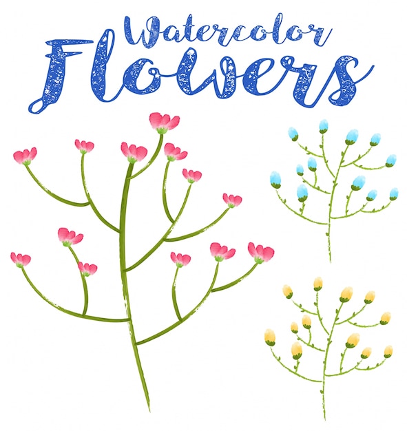 Vector waterverf schilderij van kleurrijke bloemen