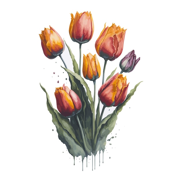 Waterverf tulpen een eenvoudige vector