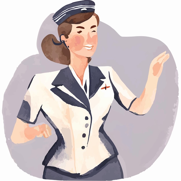 waterverf van een stewardess personage