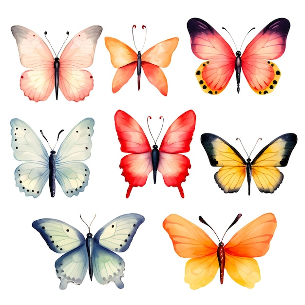 waterverf vlinder clipart set