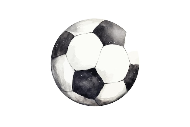 Waterverfillustratie van een voetbal Voetbalbal op een afgelegen witte achtergrond