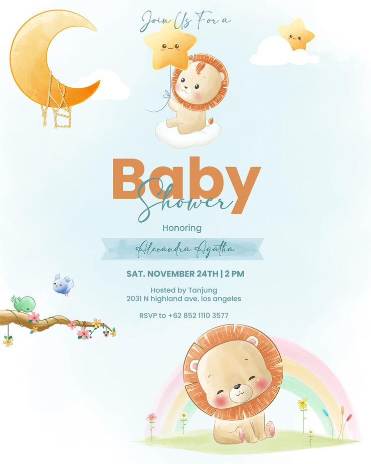 Vector waterverfillustratie van leuke leeuwenwelpen voor babydouche