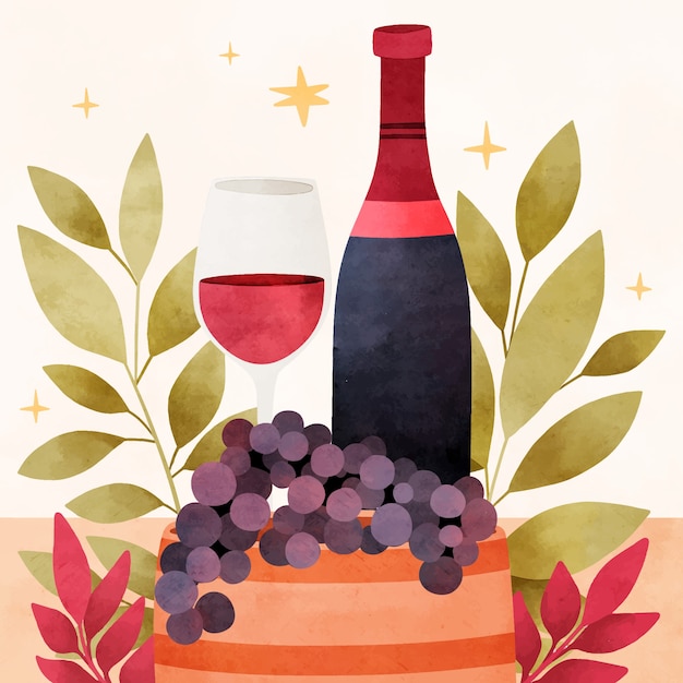 Vector waterverfillustratie voor beaujolais nouveau-festival